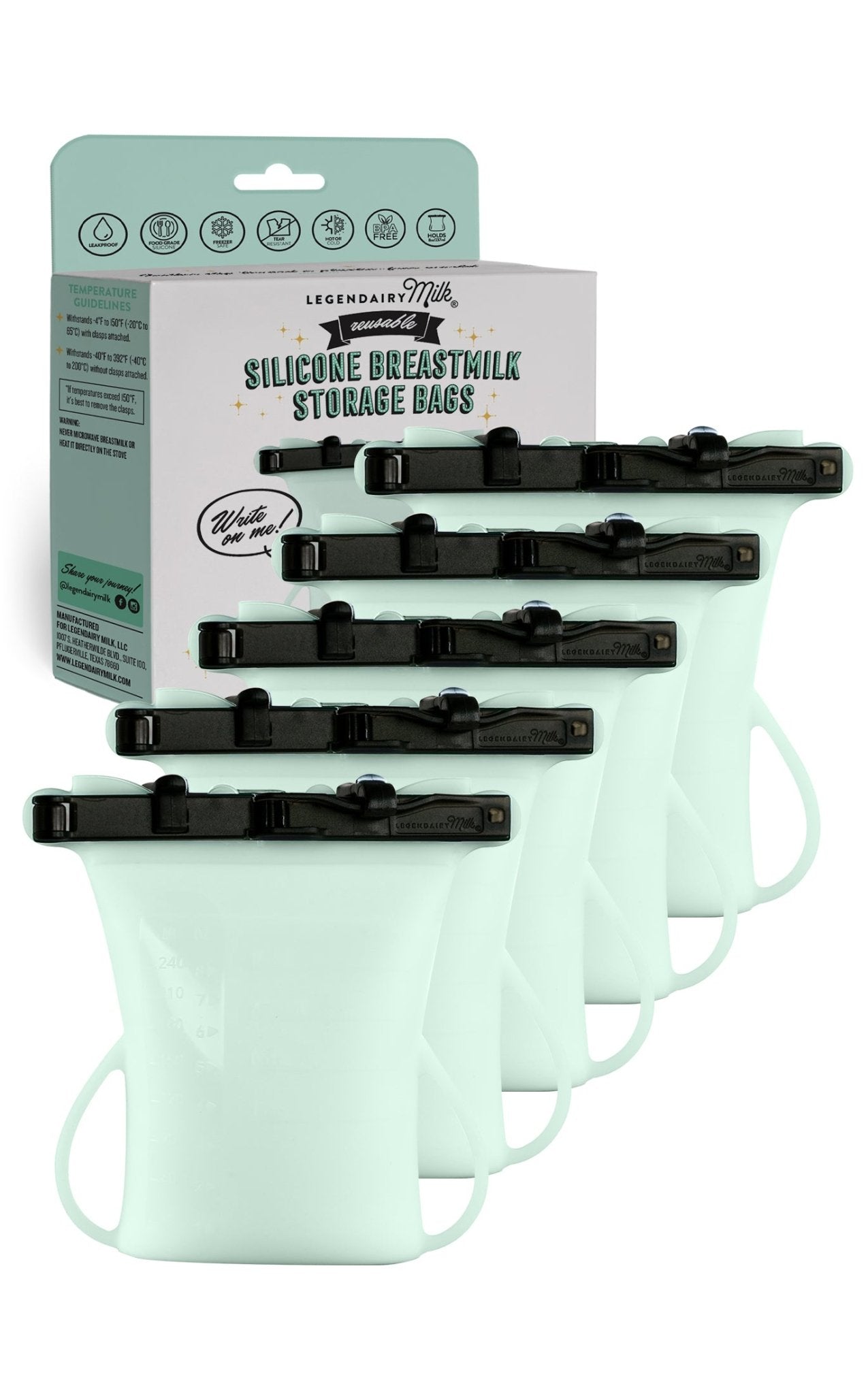 Silicone Breastmilk Storage Bags, Honeydew by Legendairy Milk