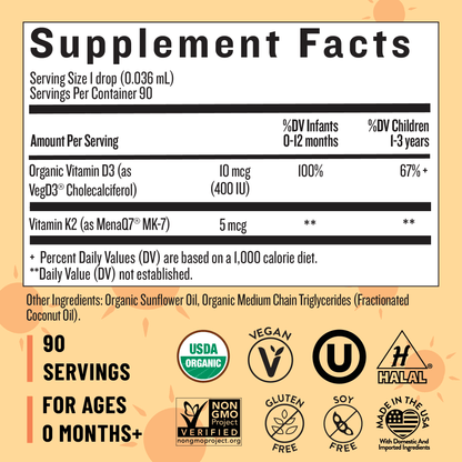 Organic Baby and Toddler D3&K2 Drops - Legendairy Milk