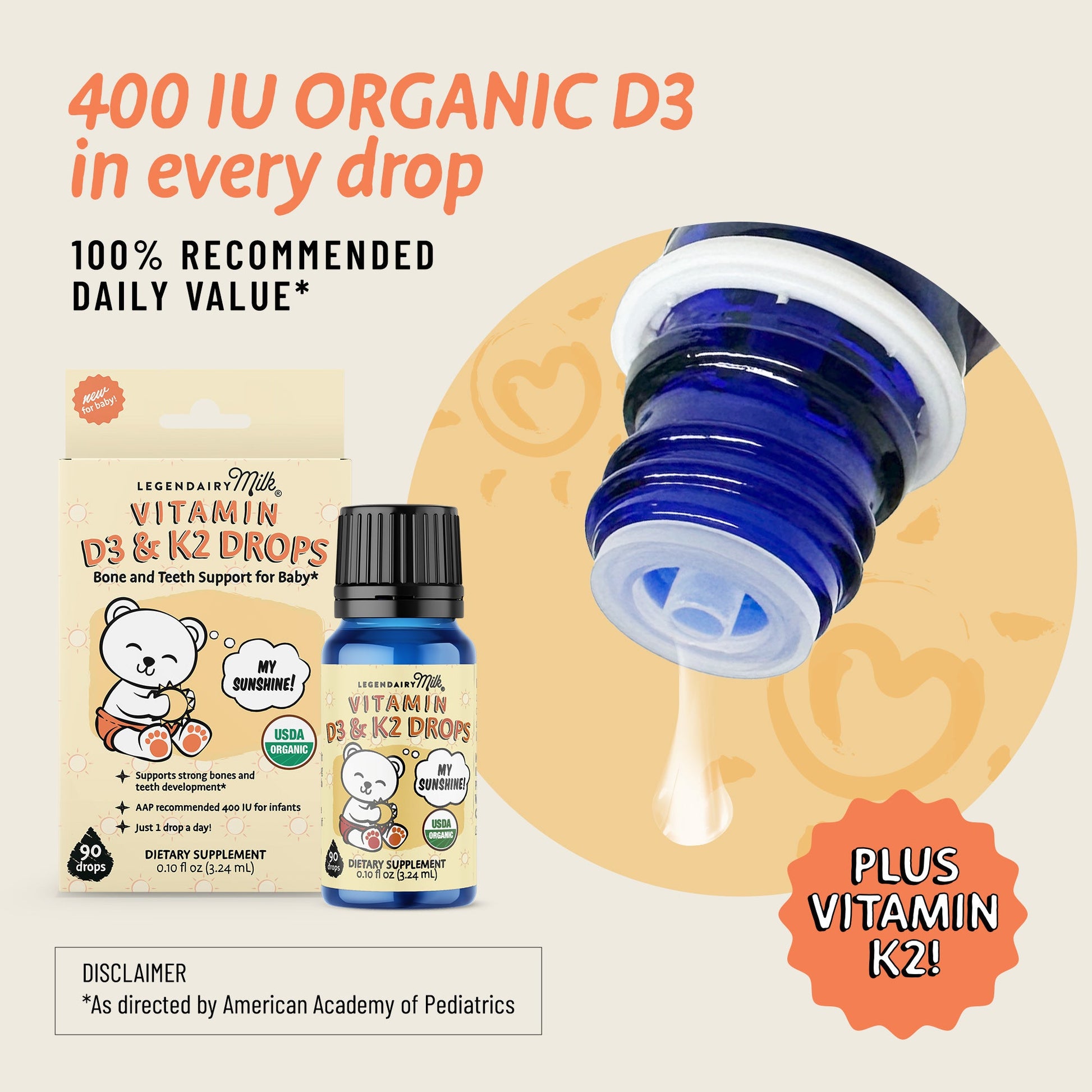 Organic Baby and Toddler D3&K2 Drops - Legendairy Milk