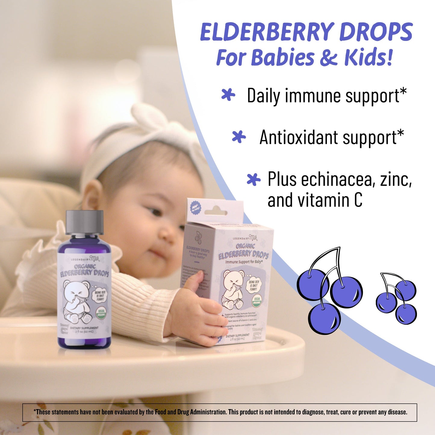 Organic Baby and Toddler Elderberry Drops - Legendairy Milk