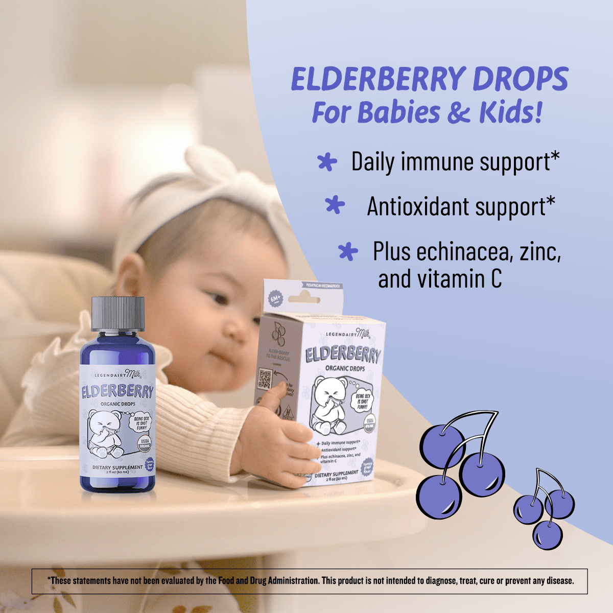 Organic Baby and Toddler Elderberry Drops - Legendairy Milk